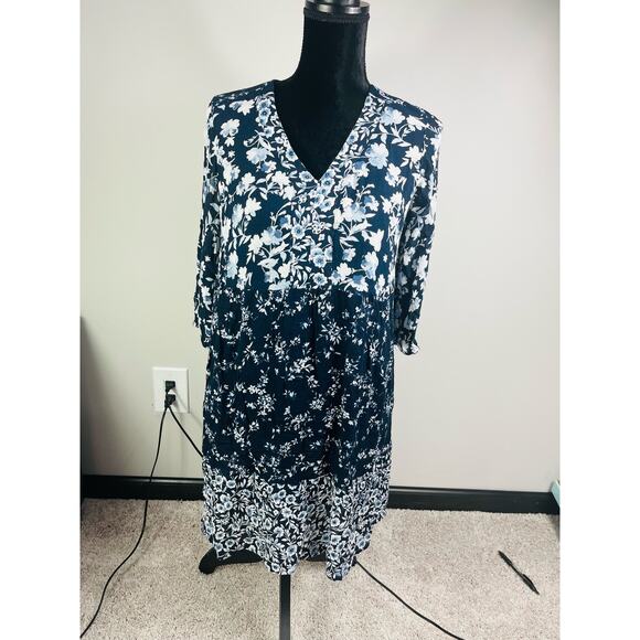 J Jill floral paisley navy tunic dress size XSP - Picture 2 of 12